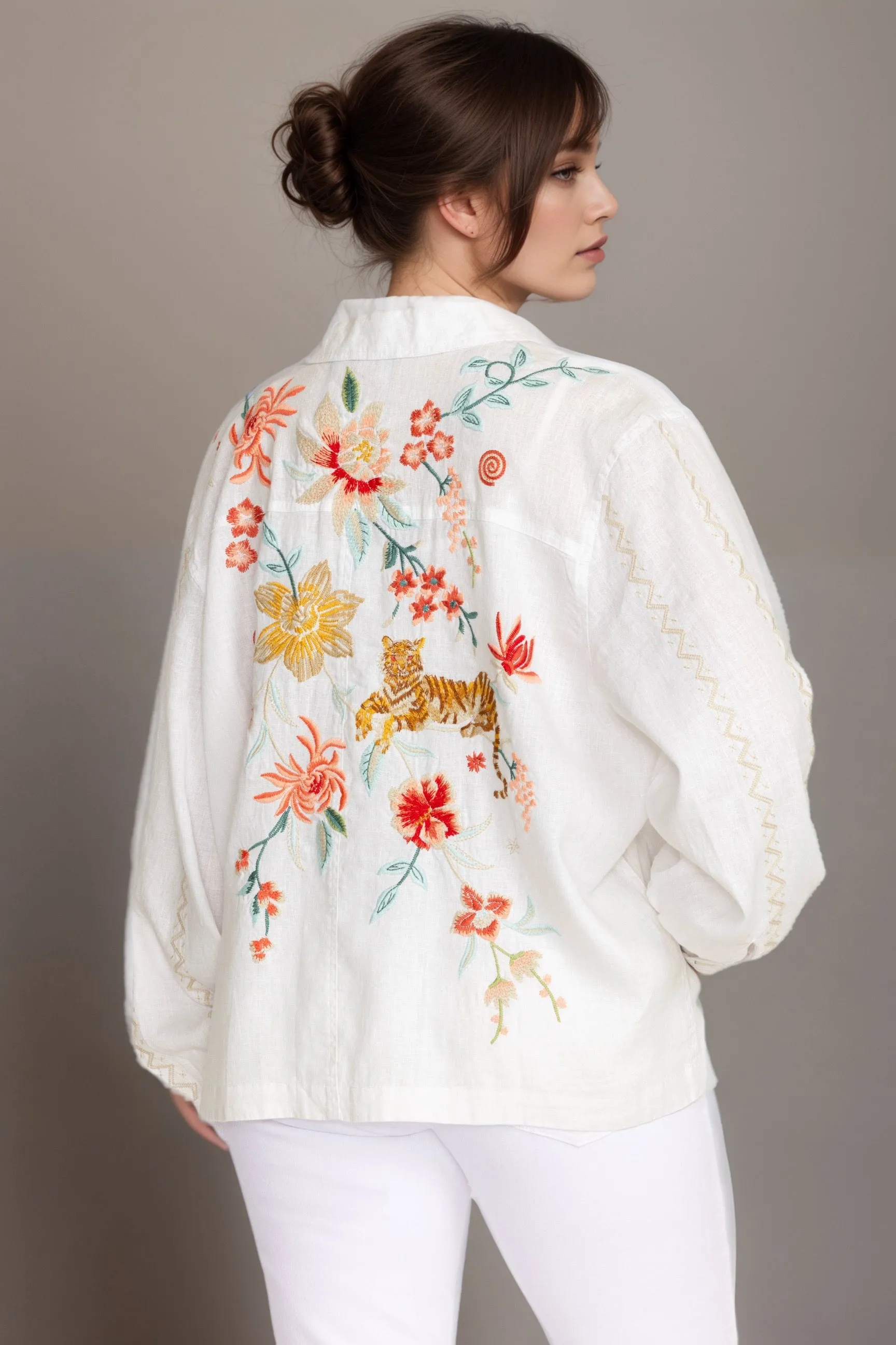 Johnny Was JWLA Relaxed Linen Jacket J41124-5X Plus Size