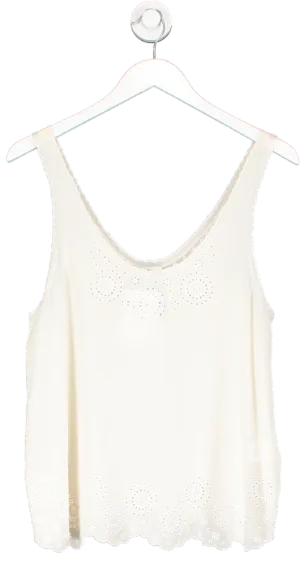 Joie Cream Embroidered Sleeveless Top UK M
