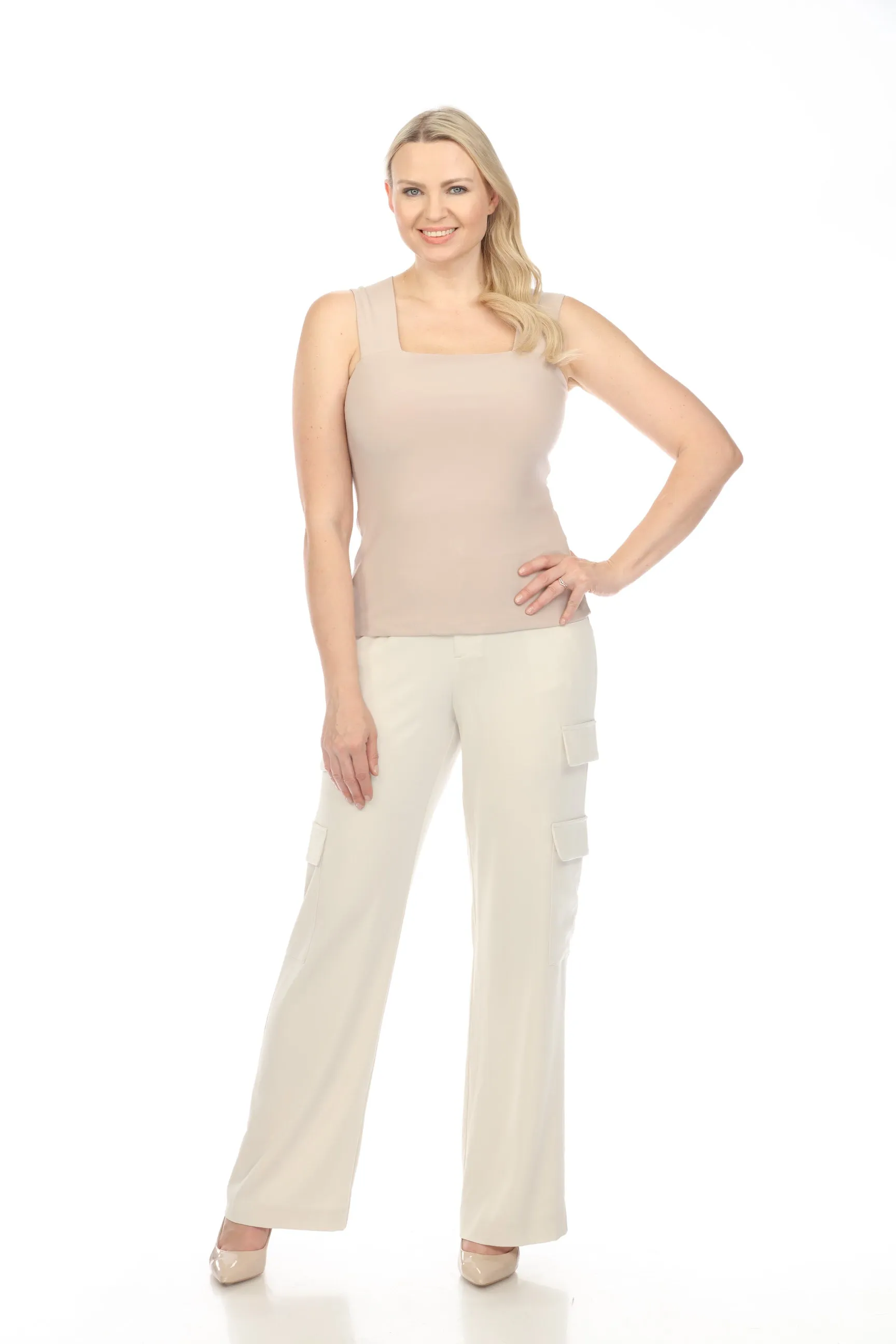 Joseph Ribkoff Sand Square Neck Sleeveless Tank Top 143132S24