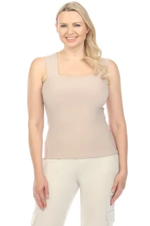 Joseph Ribkoff Sand Square Neck Sleeveless Tank Top 143132S24