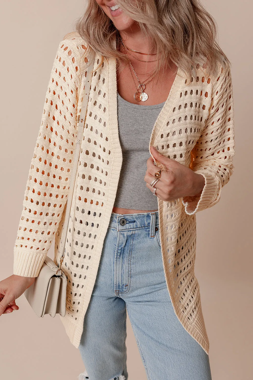 KaleaBoutique Solid Color Open Knit Duster Cardigan