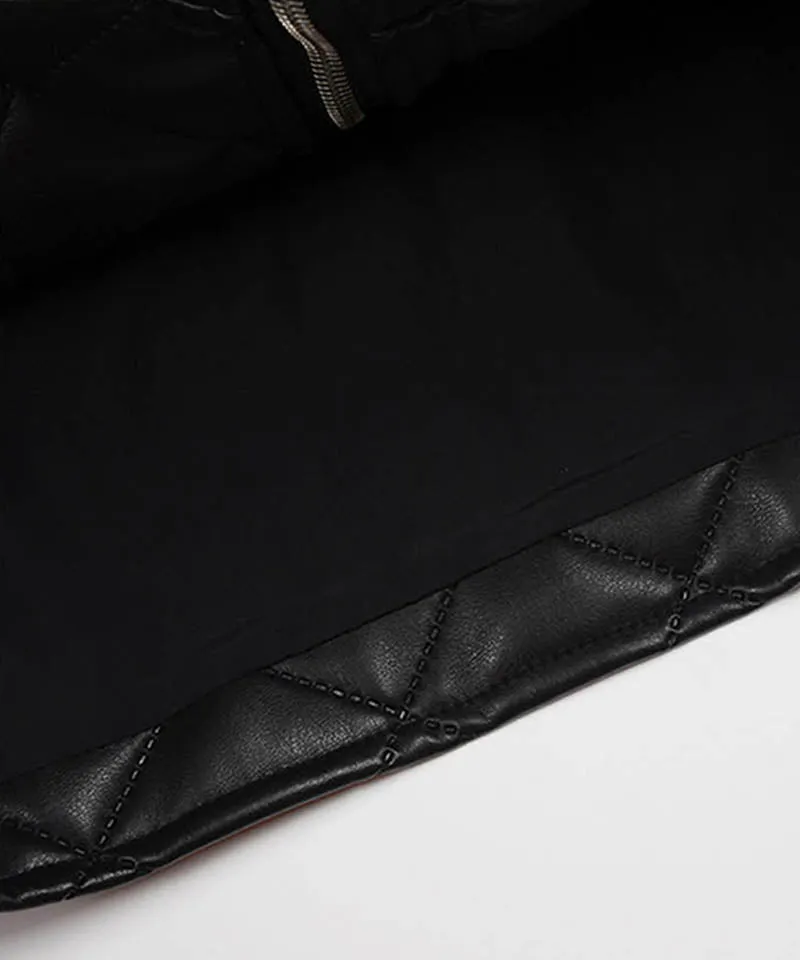 KANDINI Eco Leather Quilting Padded Jacket - Black