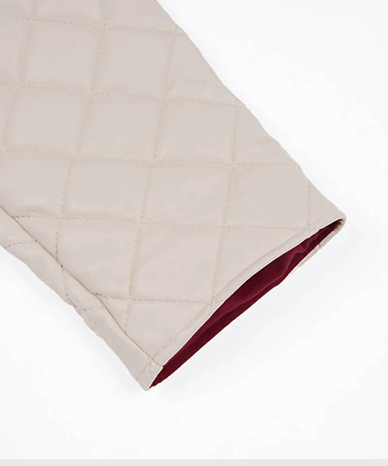 KANDINI Eco Leather Quilting Padded Jacket - Cream