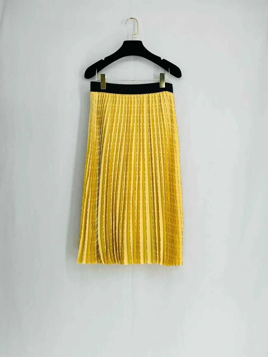 KARL LAGERFELD Yellow Pleated Logo Skirt US4