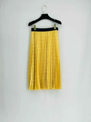 KARL LAGERFELD Yellow Pleated Logo Skirt US4