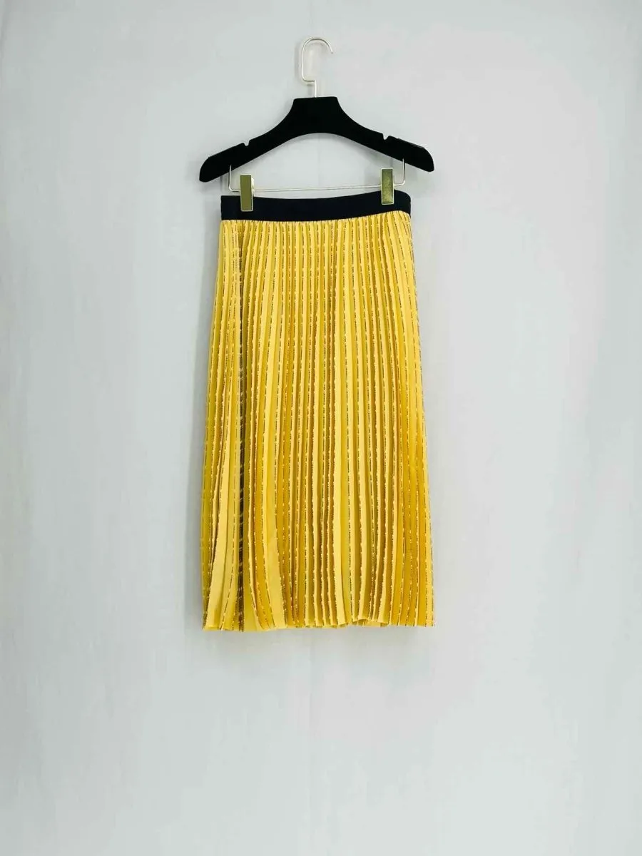 KARL LAGERFELD Yellow Pleated Logo Skirt US4