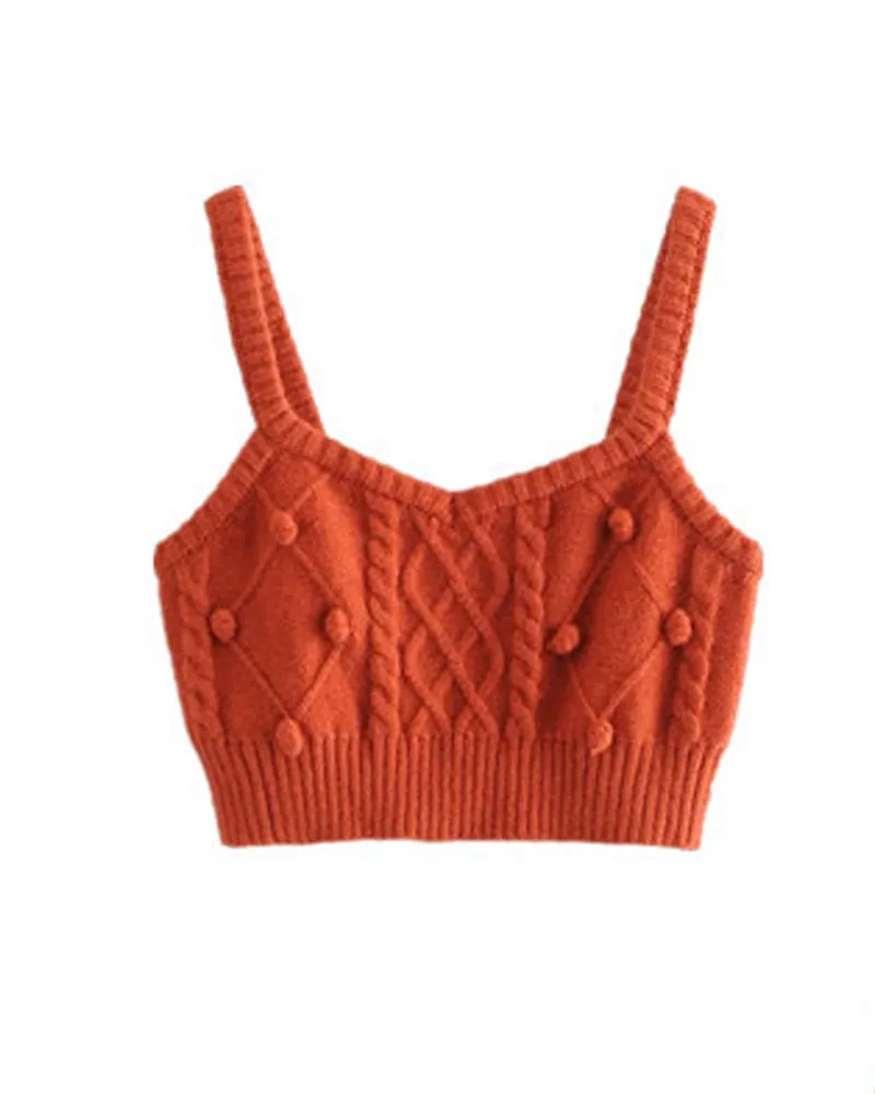 Knit Single-breasted Cardigans Cami Tops Two-piece