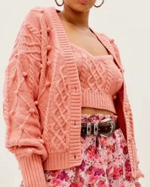 Knit Single-breasted Cardigans Cami Tops Two-piece