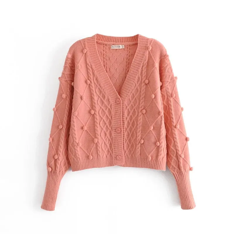 Knit Single-breasted Cardigans Cami Tops Two-piece