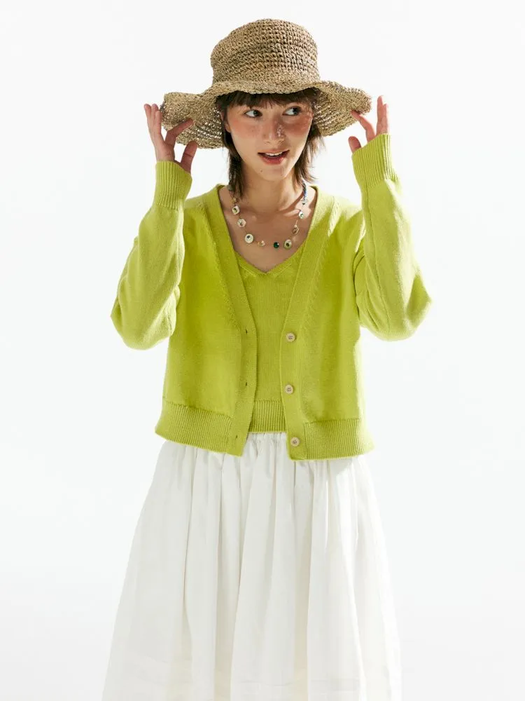 Knit Two-Piece Layered Cardigan【s0000007638】