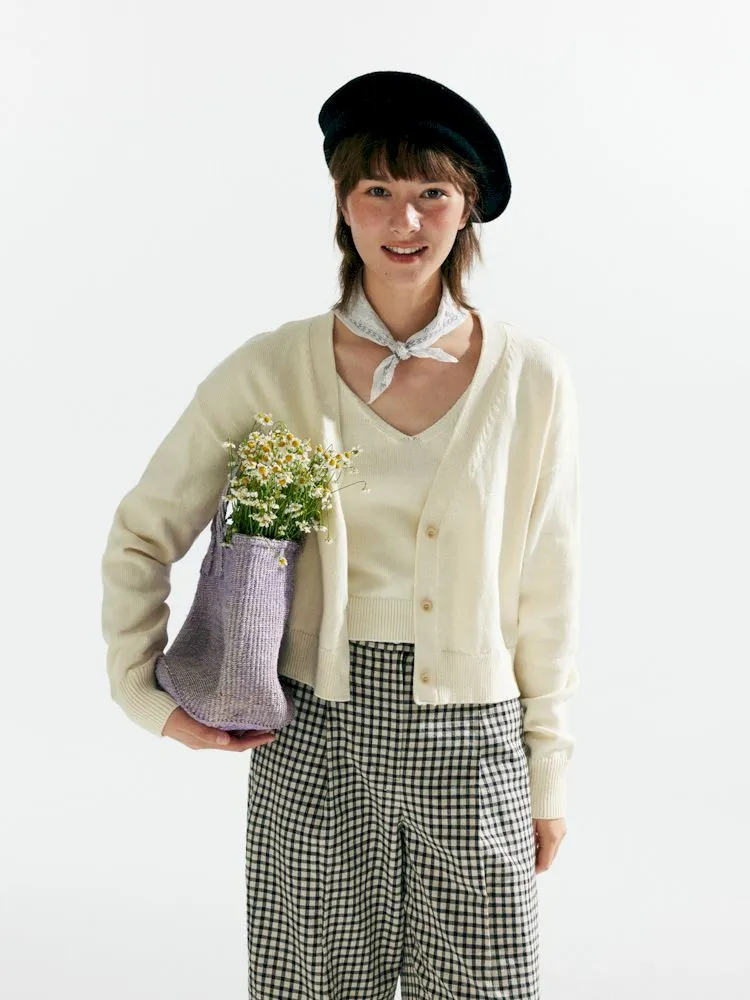 Knit Two-Piece Layered Cardigan【s0000007638】