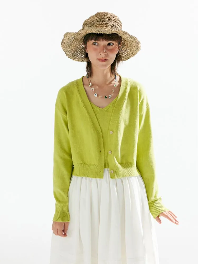 Knit Two-Piece Layered Cardigan【s0000007638】