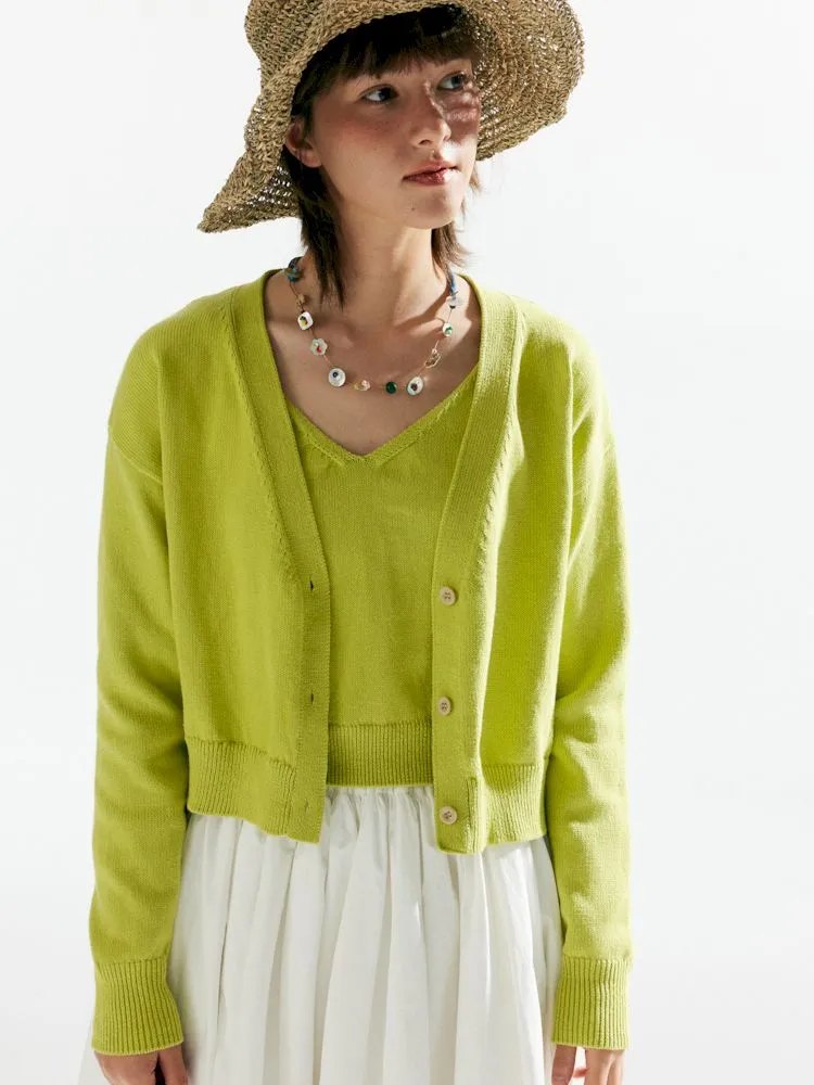 Knit Two-Piece Layered Cardigan【s0000007638】