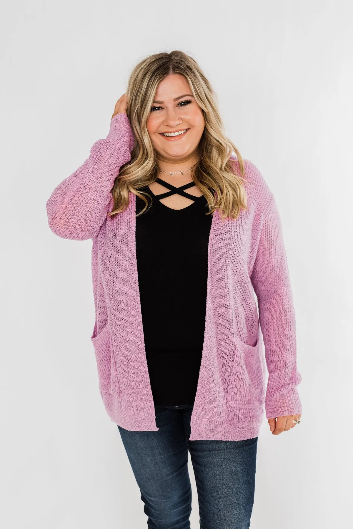 Layered With Love Knitted Cardigan- French Rose