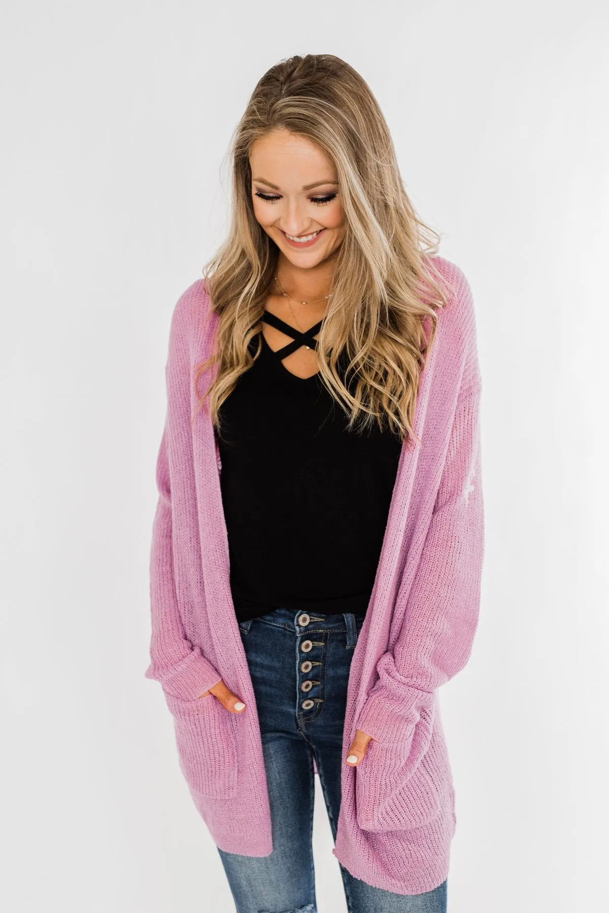 Layered With Love Knitted Cardigan- French Rose