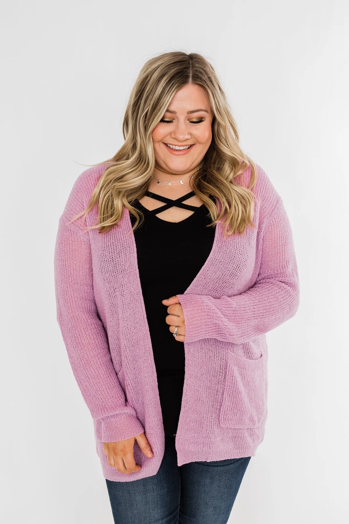Layered With Love Knitted Cardigan- French Rose
