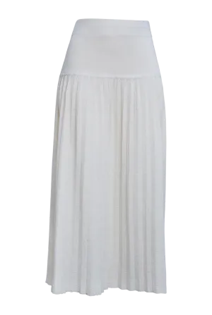 Lea Pleated Knit Midi Skirt | Ivory
