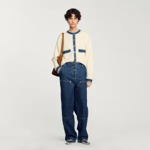 Lenormandie Cardigan With Denim Details Ecru