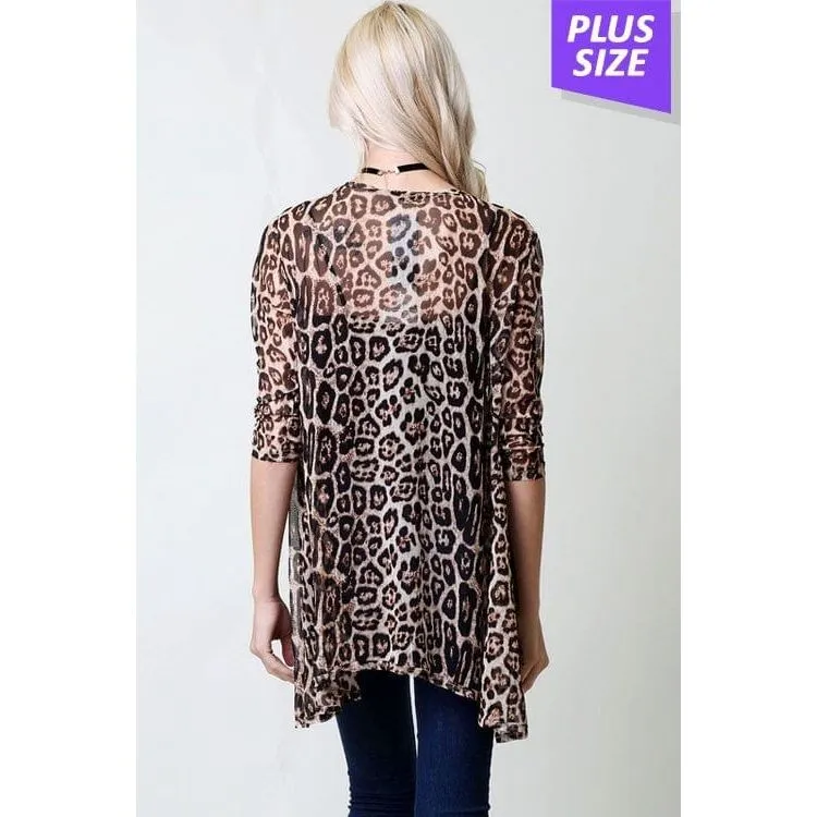 LEOPARD PRINT CHIFFON CARDIGAN PLUS  SIZE