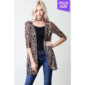 LEOPARD PRINT CHIFFON CARDIGAN PLUS  SIZE