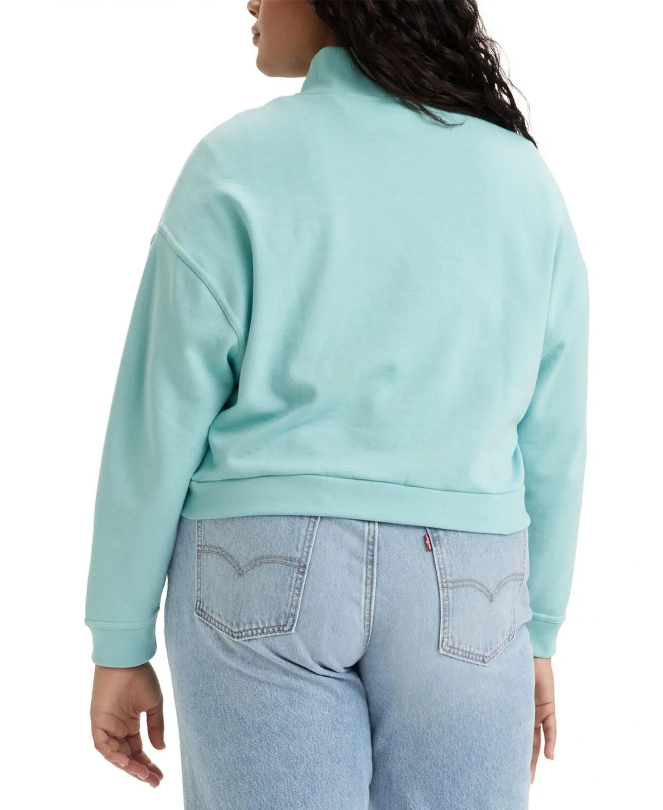 Levi's Trendy Plus Size Cosmo 1/4-Zip Long-Sleeve Sweatshirt Porcelain Blue 1X