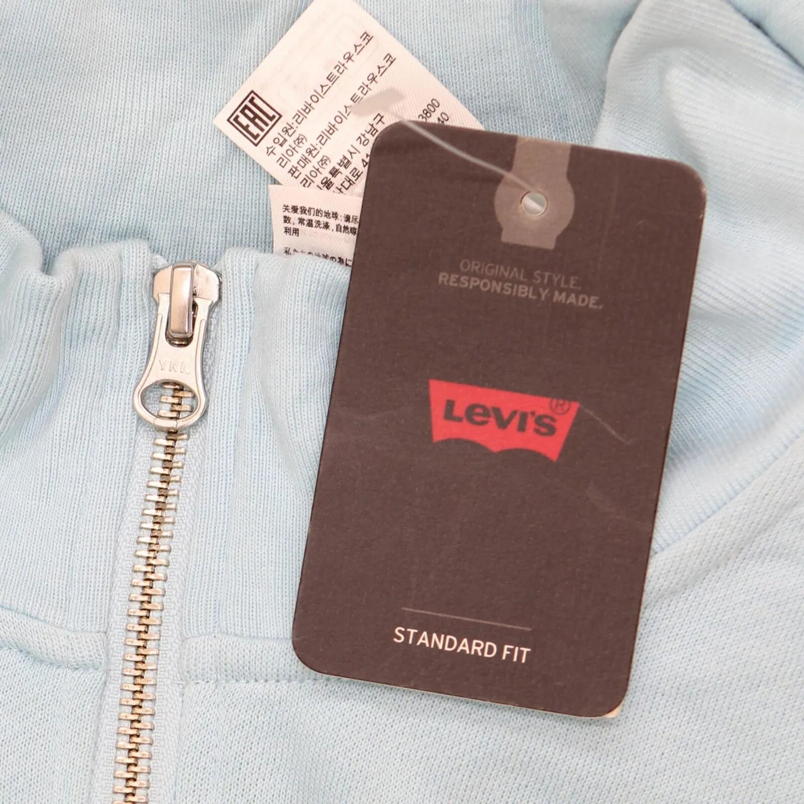 Levi's Trendy Plus Size Cosmo 1/4-Zip Long-Sleeve Sweatshirt Porcelain Blue 1X