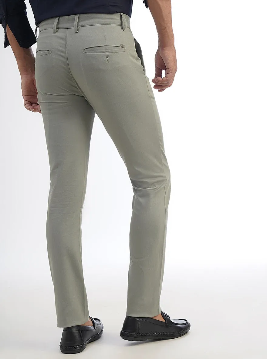 Light Green Solid Super Slim Fit Casual Trouser | Greenfibre