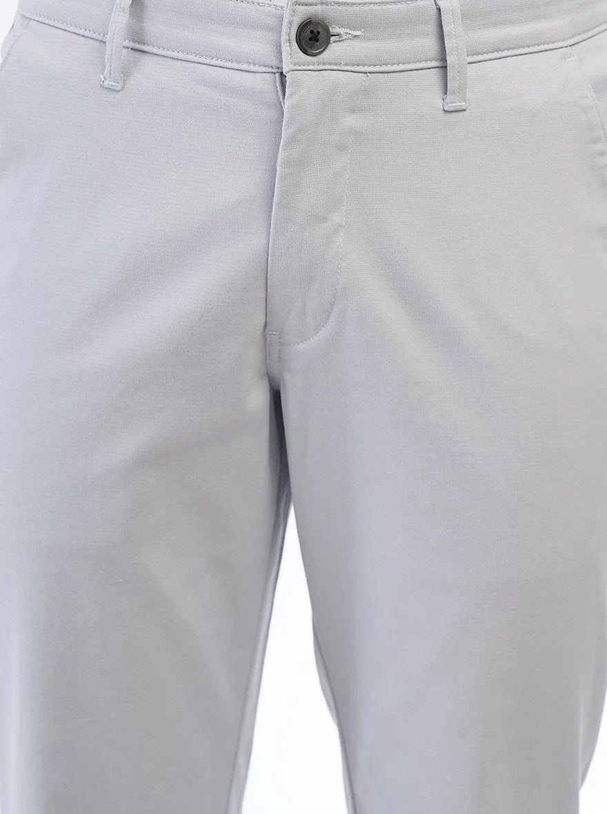 Light Grey Solid Neo Fit Casual Trouser | Greenfibre