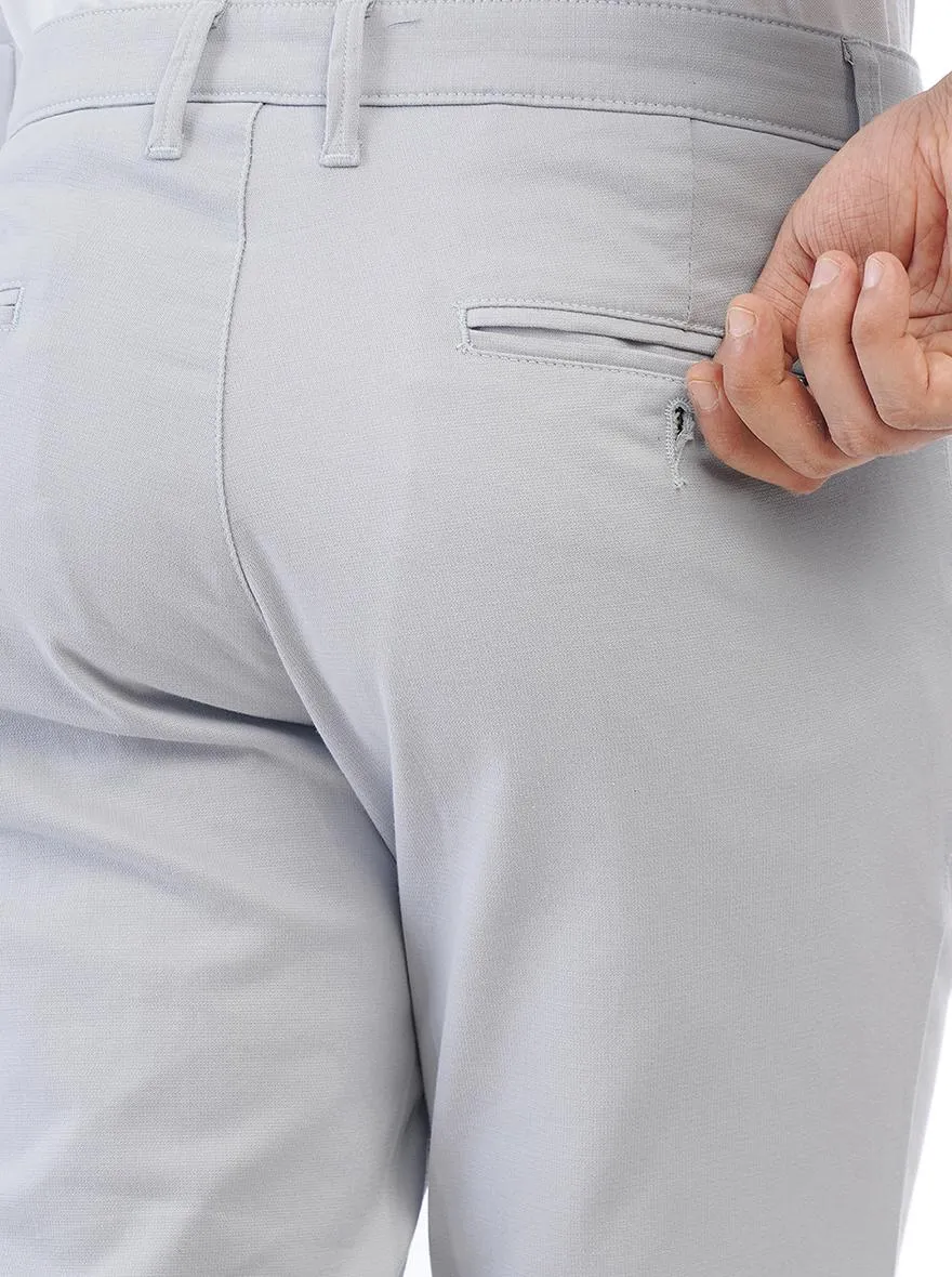 Light Grey Solid Neo Fit Casual Trouser | Greenfibre