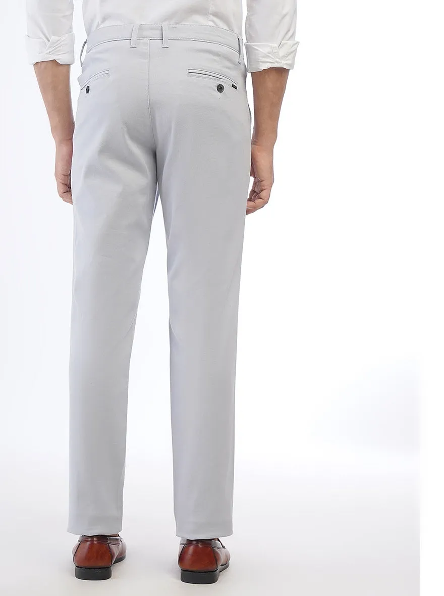 Light Grey Solid Neo Fit Casual Trouser | Greenfibre