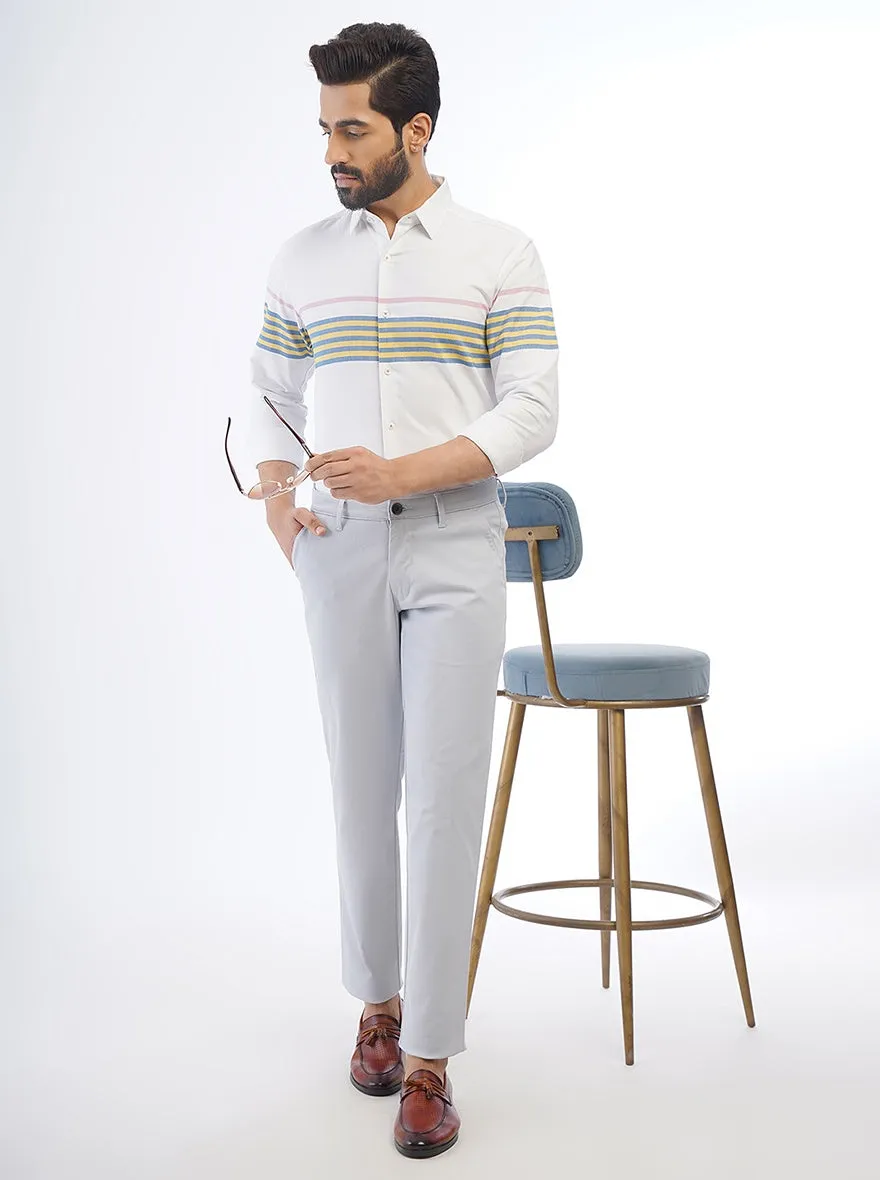 Light Grey Solid Neo Fit Casual Trouser | Greenfibre