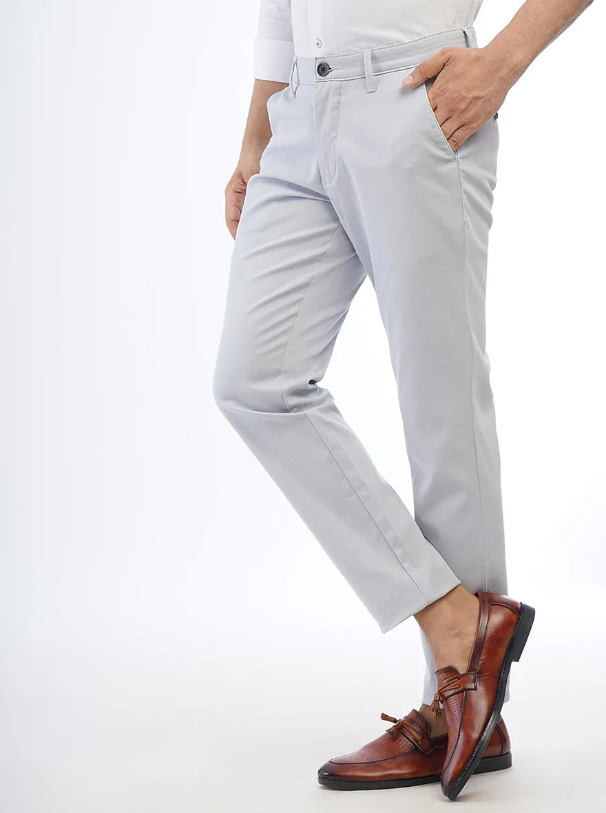 Light Grey Solid Neo Fit Casual Trouser | Greenfibre