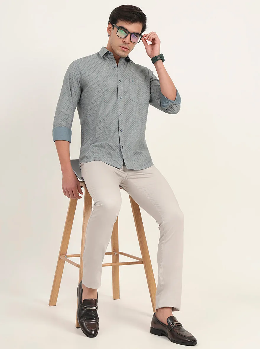 Light Grey Solid Super Slim Fit Casual Trouser | Greenfibre