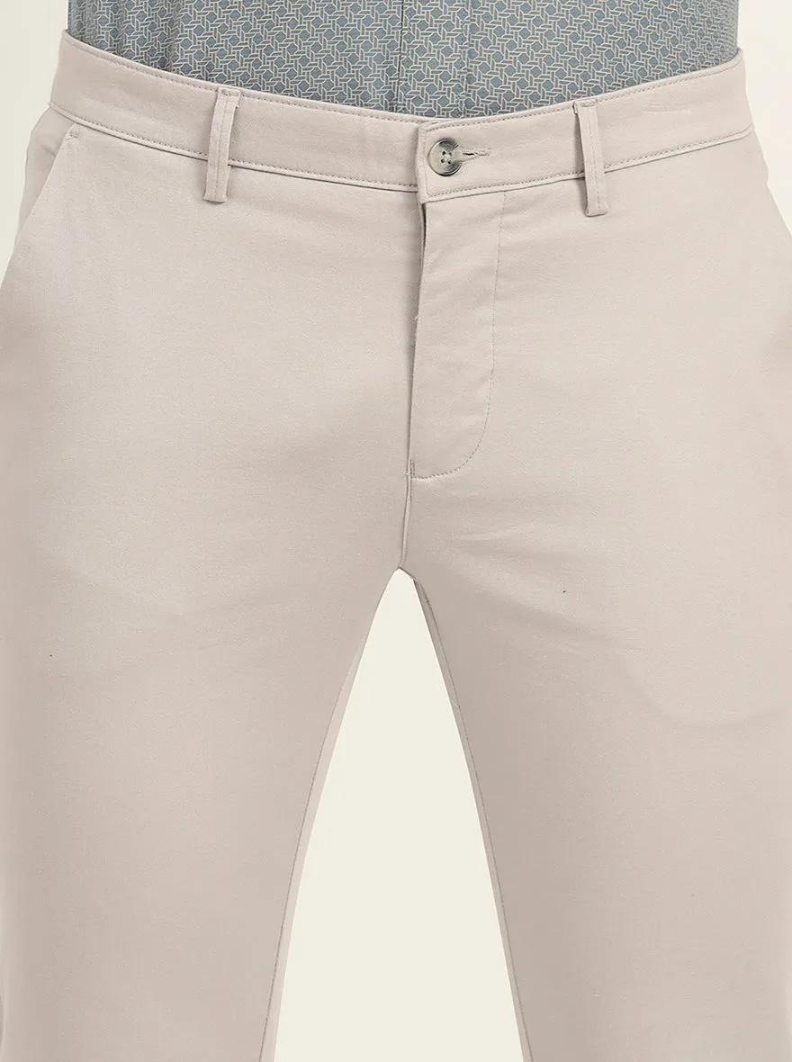 Light Grey Solid Super Slim Fit Casual Trouser | Greenfibre