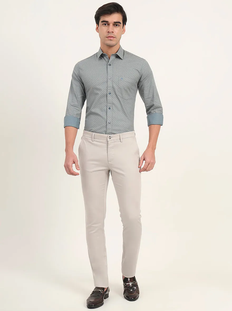 Light Grey Solid Super Slim Fit Casual Trouser | Greenfibre