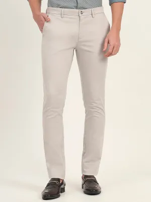 Light Grey Solid Super Slim Fit Casual Trouser | Greenfibre