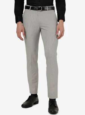 Light Grey Solid Super Slim Fit Formal Trouser | JadeBlue