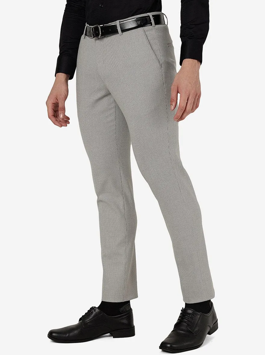 Light Grey Solid Super Slim Fit Formal Trouser | JadeBlue