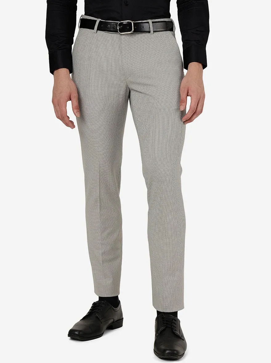 Light Grey Solid Super Slim Fit Formal Trouser | JadeBlue