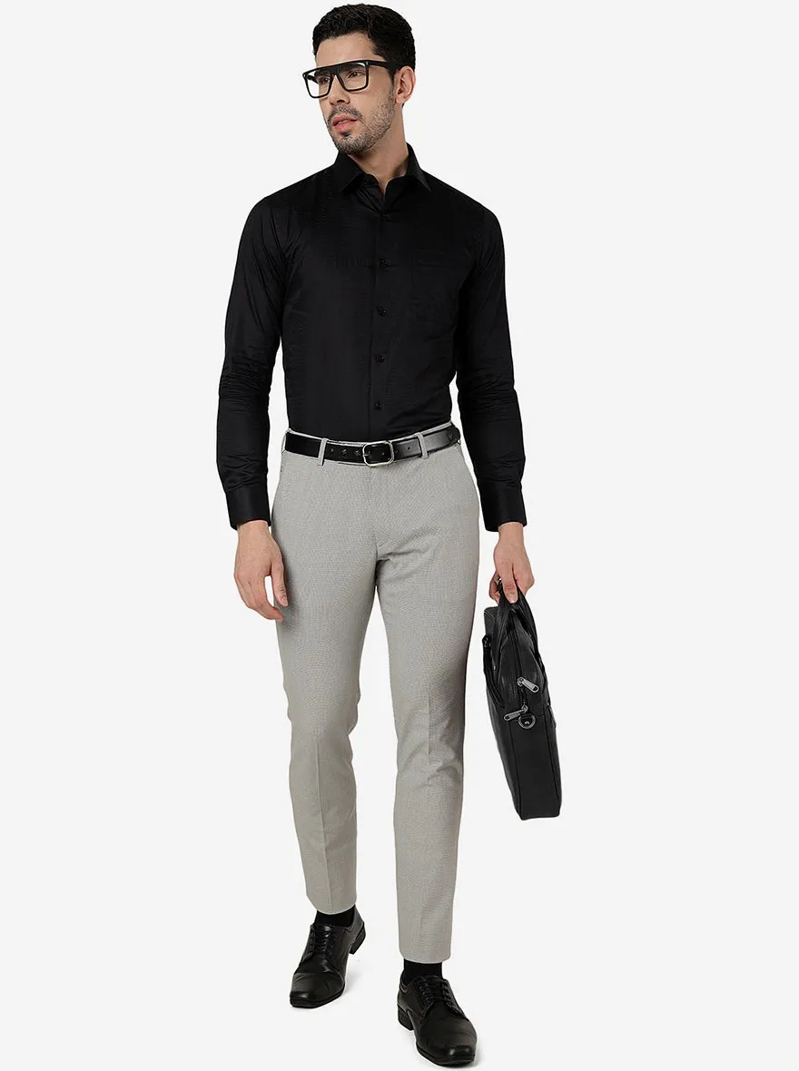 Light Grey Solid Super Slim Fit Formal Trouser | JadeBlue