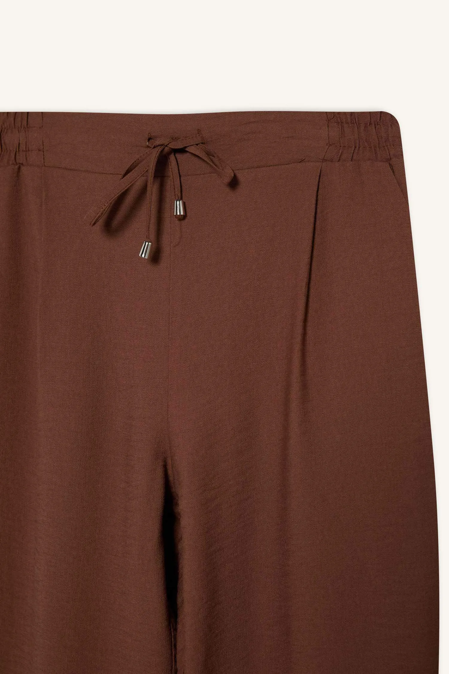 Linen Look Pocketed High Waist Straight Leg Joggers