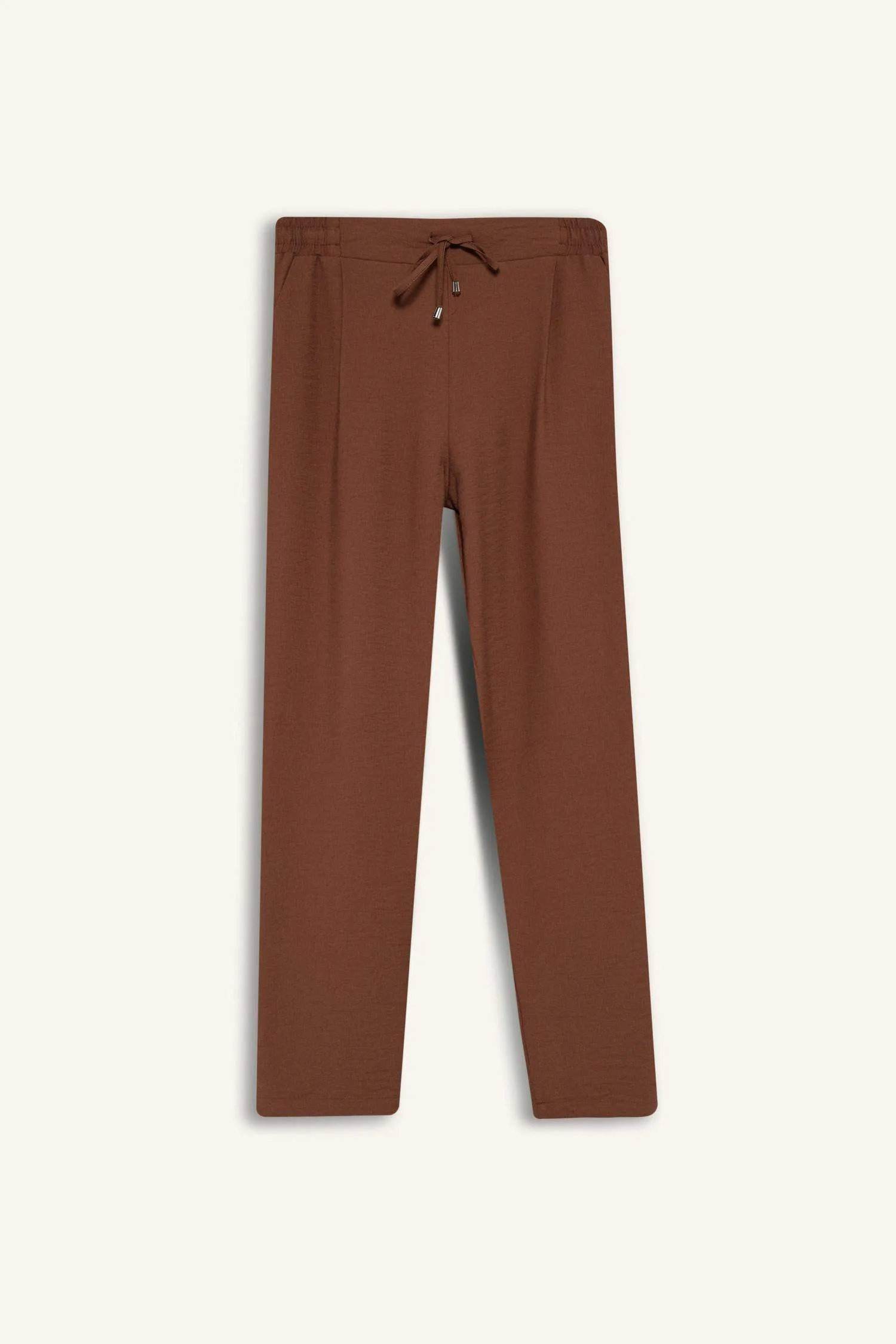 Linen Look Pocketed High Waist Straight Leg Joggers