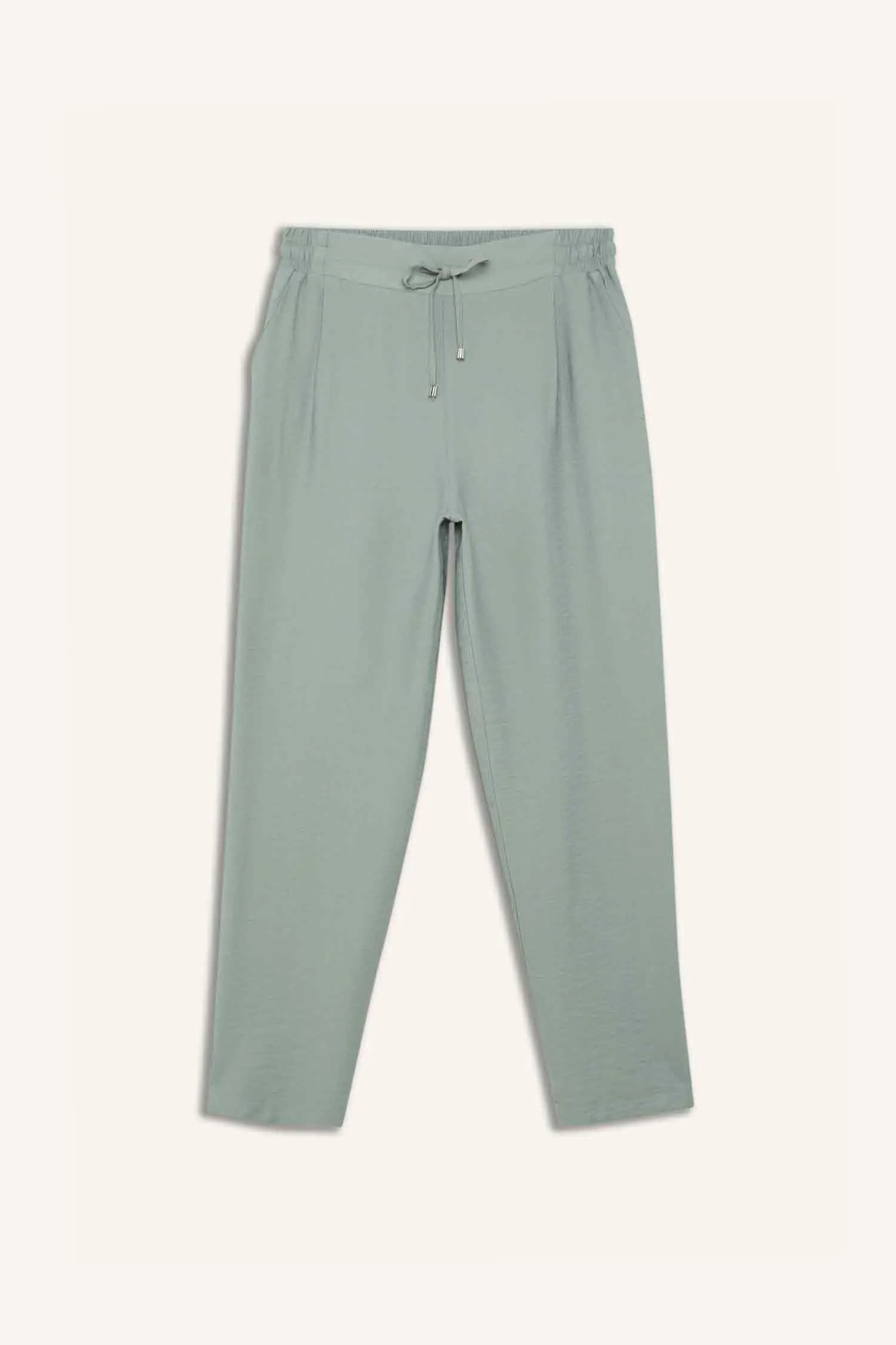 Linen Look Pocketed High Waist Straight Leg Joggers
