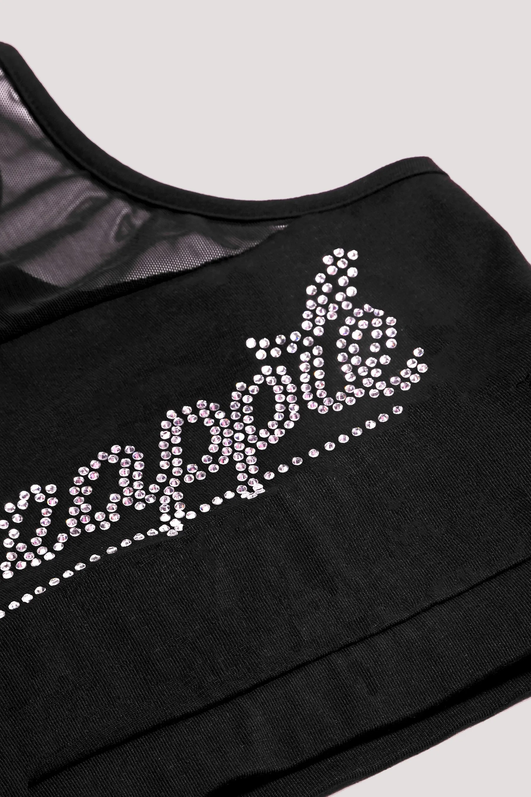 Logo Mesh Panel Crop Top