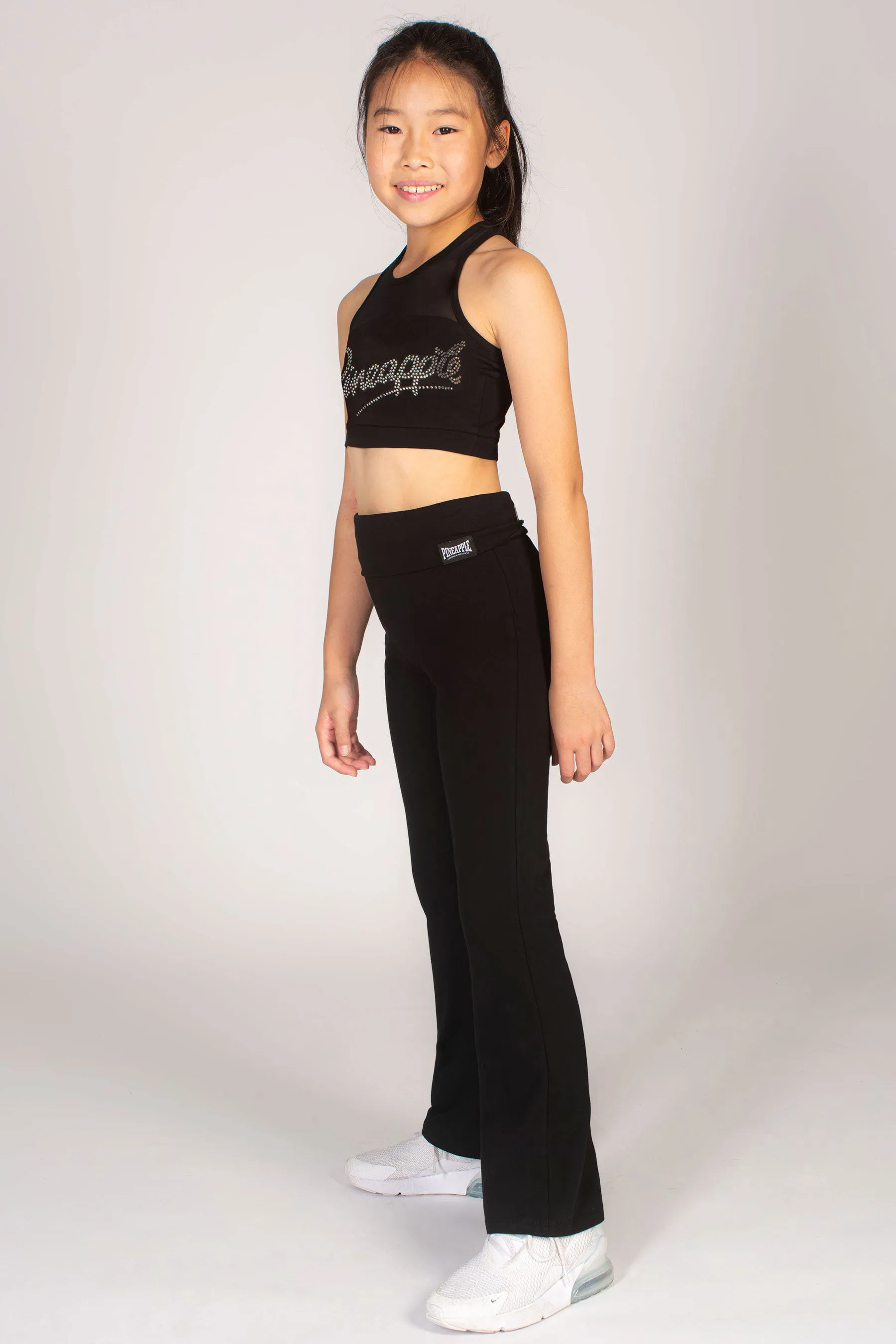 Logo Mesh Panel Crop Top