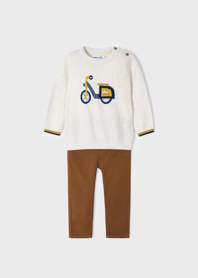 Long Intarsia Jersey Pants Set