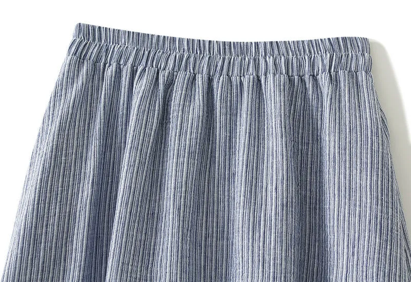Loose Casual Elastic Waist Midi Lace Plaid Skirt