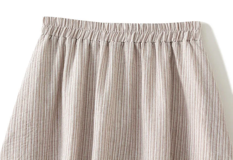 Loose Casual Elastic Waist Midi Lace Plaid Skirt