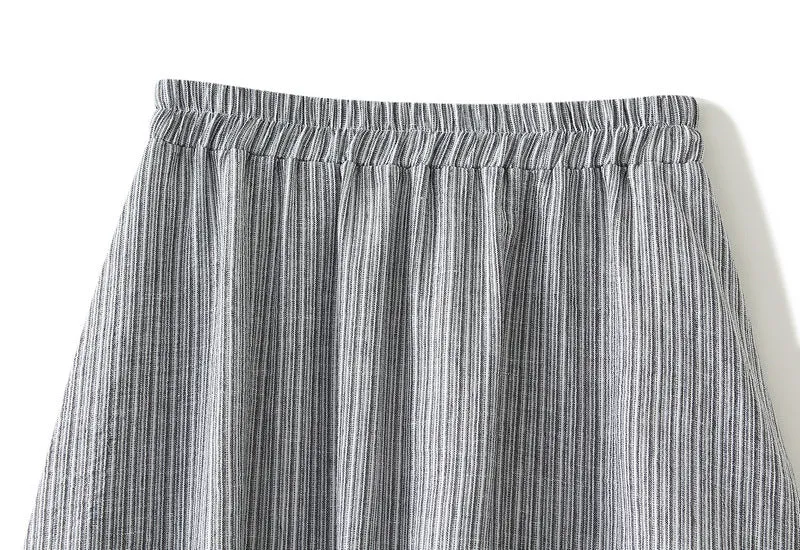 Loose Casual Elastic Waist Midi Lace Plaid Skirt