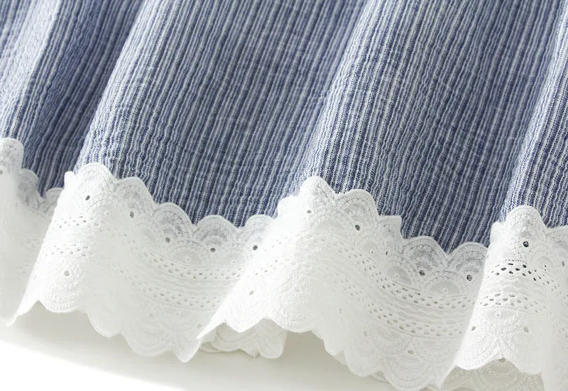 Loose Casual Elastic Waist Midi Lace Plaid Skirt